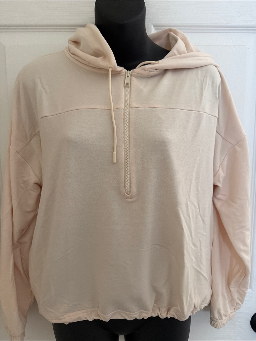 Women's Lightweight Hooded Zip-Pullover Jacket - Cream